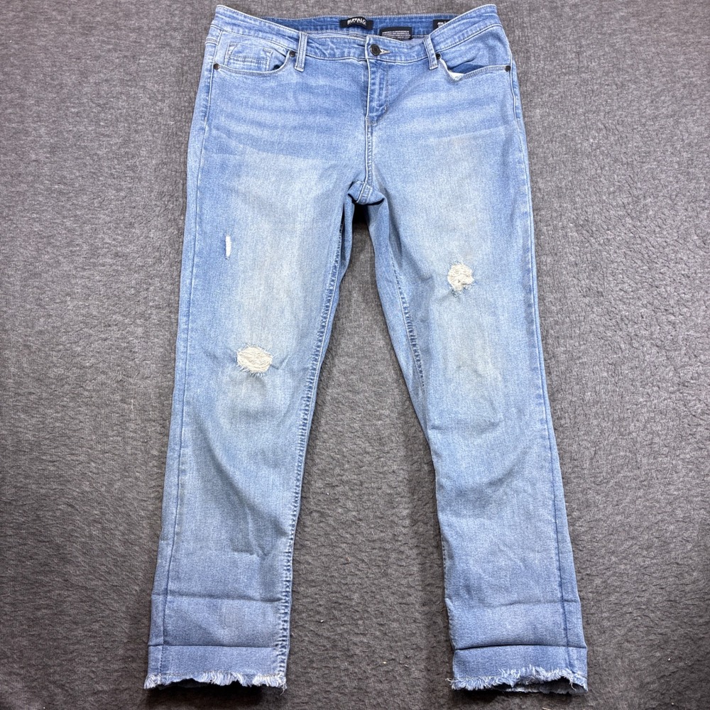 Buffalo David Bitton Jess Jeans Womens 12/32 Blue‎ Mid Rise Skinny Raw Hem
